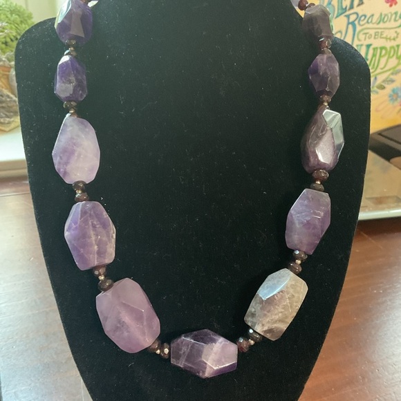 Vintage Barse Amethyst and Garnet Bead Sterling Silver Necklace 120 Grams - Picture 2 of 13